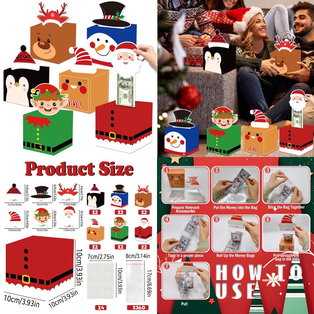 Рождественские конверты для денежных подарков из прочного ПЭТ-материала для праздничных сюрпризов