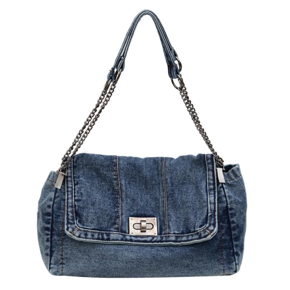 Street Style Denim Canvas Bag Shoulder Bag Solid Crossbody Bag Casual Vintage Handbag Streetwear