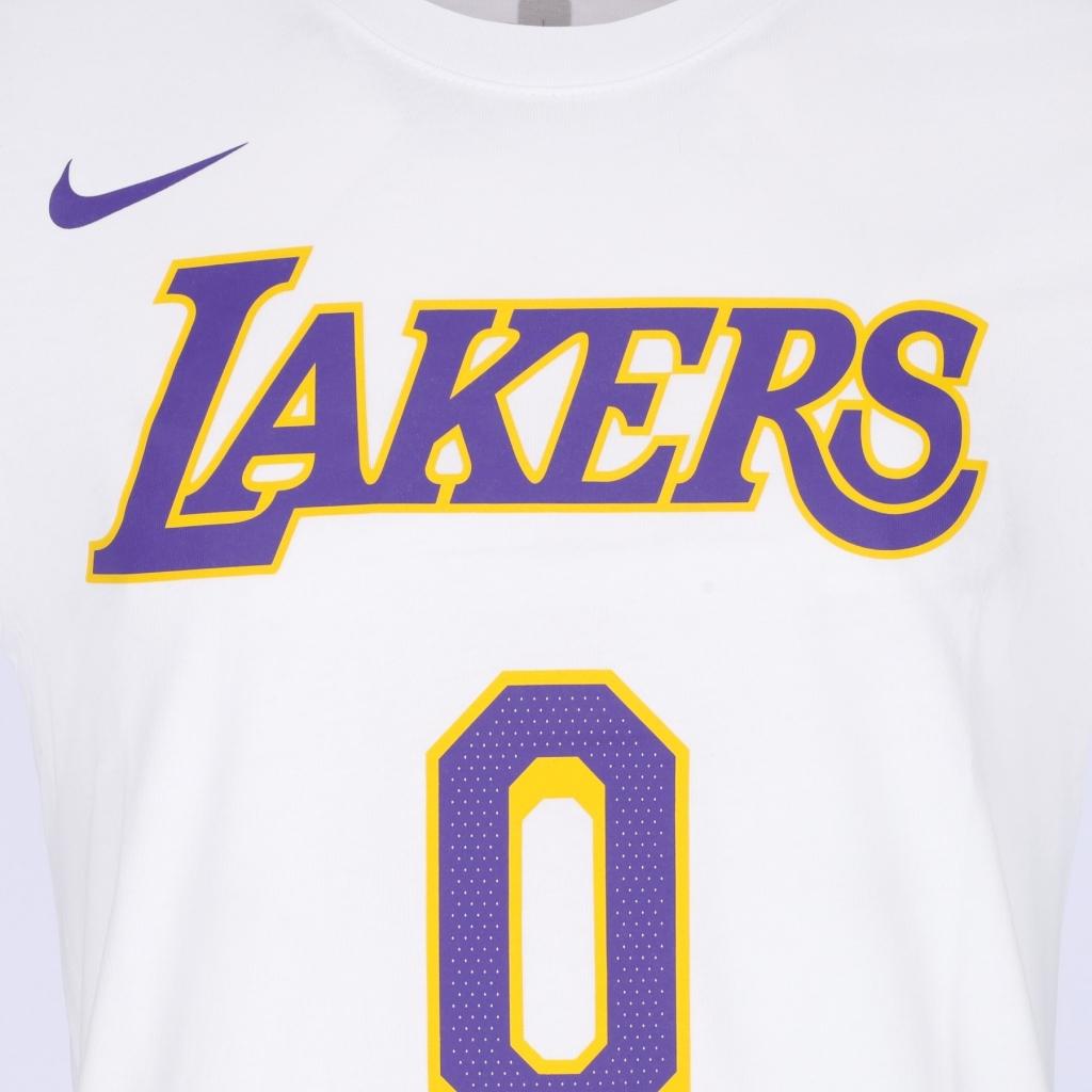 Nike Лос-Анджелес Лейкерс Уэстбрук Кузма Нет. 0 NBA Повседневная дышащая спортивная футболка с короткими рукавами Мужские топы Белые BQ1540-101