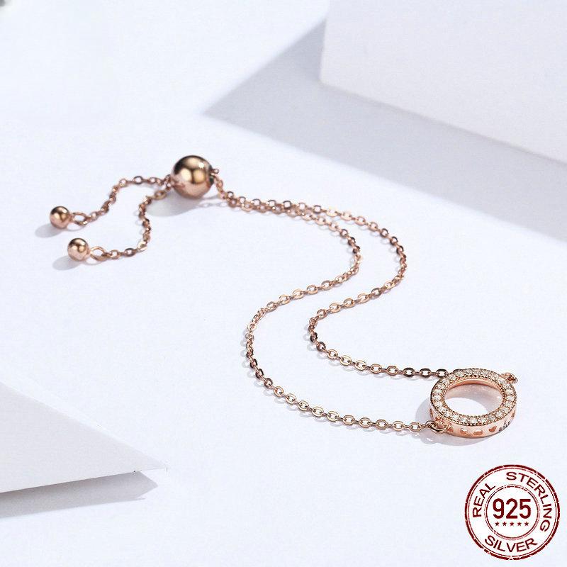 Оригинальный модный простой браслет оригинального происхождения, женский браслет из стерлингового серебра S925 с покрытием из розового золота