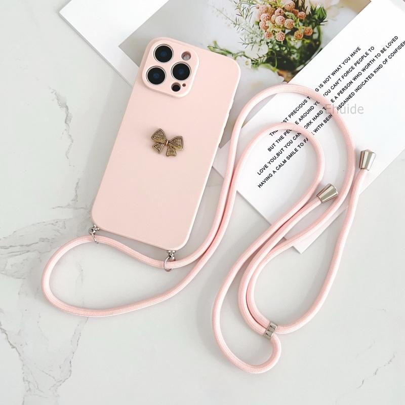 Lanyard Case For Xiaomi Redmi 15 15C 14C 13C A5 A3 Note 14 Pro 13 12 Crossbody Cord Strap Metal Butterfly Diamond Soft TPU Cover