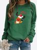 Autumn and Winter Women's Christmas Theme Printing Sweater Round Neck Long Sleeve Casual Sweatshirt Plus Size Top