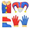 Magical Virtual Circus Pomni Character Cosplay Costume Complete Jumpsuit Set With Hat Shoe Covers Gloves For Halloween Theme