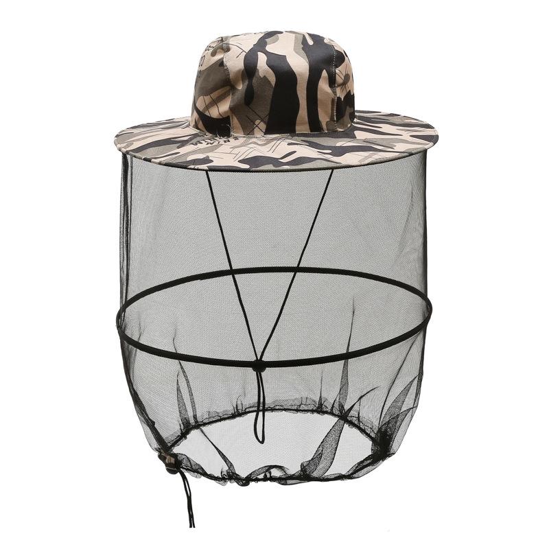 Men Visor Sun Hats Caps Summer Outdoor Breathable Camouflage Insect Anti-mosquito Mesh Accessories