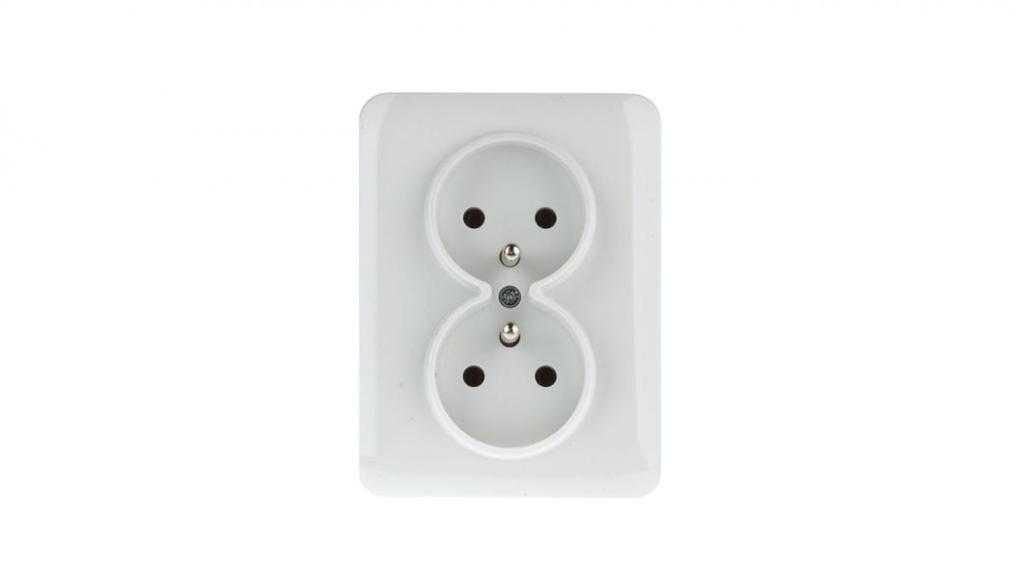 Lumina Gniazdo Podwójne Z/U 16A Kompletne Białe Wl1220