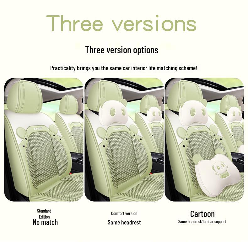 Новый мультяшный кожаный комплект подушек на сиденья автомобиля из ледяного шелка, на все сезоны