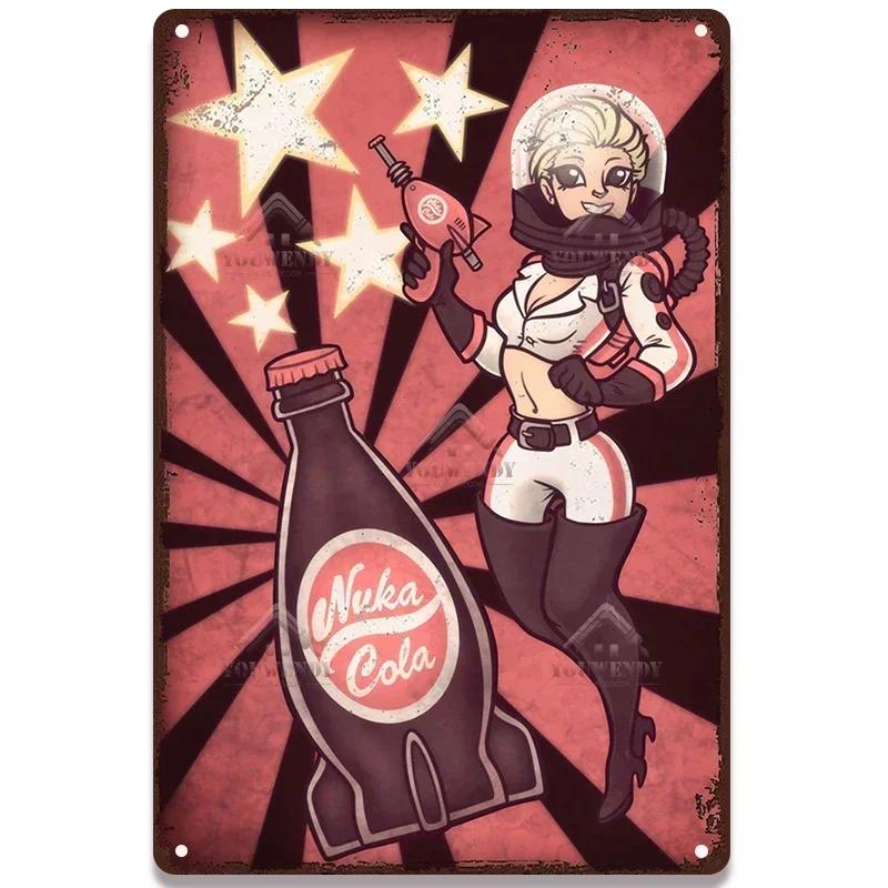 Металлическая табличка с постерами напитка Nuka Cola - Идеальный декор для стены паба, игровых зон, ретро-игровой тематики, металлическое искусство