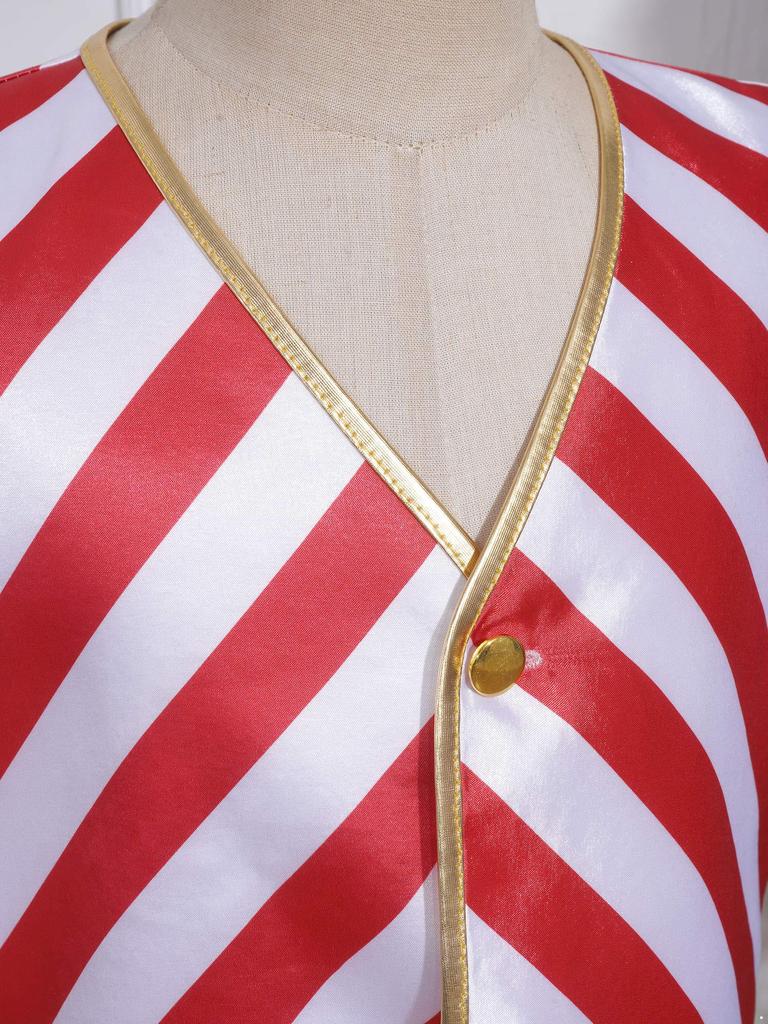 Детский рождественский костюм-жилет V-образный вырез заостренный низ полосатый узор жилет на пуговицах сценический партийный жилет куртка