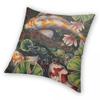 Beautiful Koi Fish Pond Square Pillowcase Polyester Linen Velvet Creative Zip Decor Sofa Seater Cushion Cover 45X45