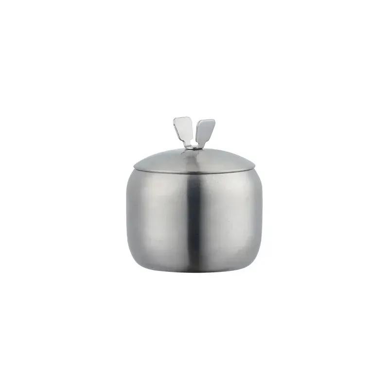 Kitchen Stainless Steel Gold Seasoning Condiment Pot Lovely Design Spice Salt Sugar Container Pepper Jar Tool with Lid and Spoon
