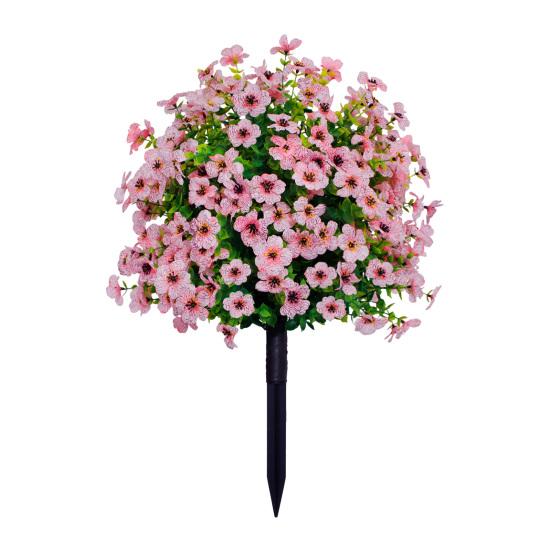 Искусственное топиарное шаровидное дерево с фиолетовыми цветами для улицы, искусственные кустарники с грунтовым колышком, устойчивые к УФ-лучам, искусственные кусты для украшения переднего крыльца, сада, кашпо