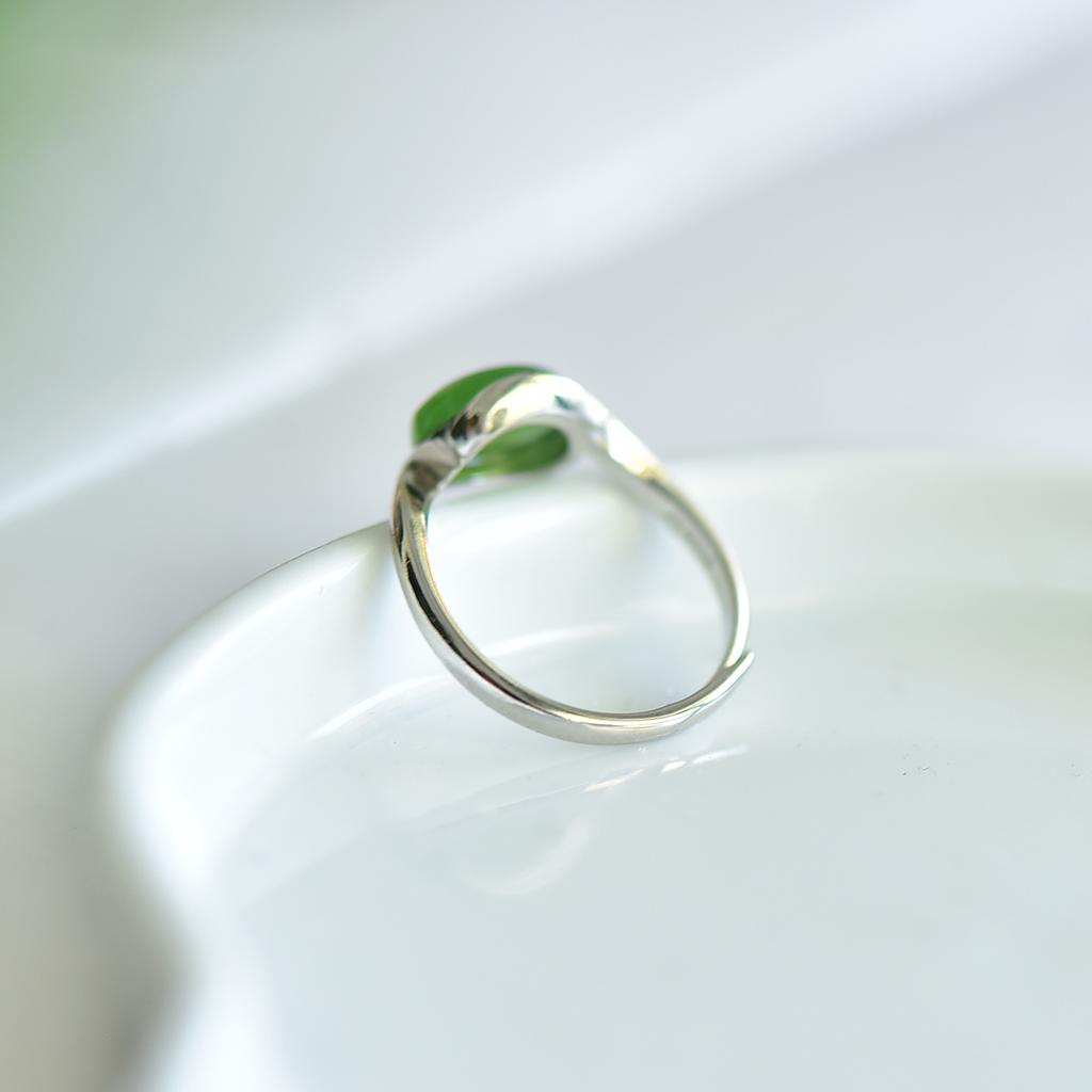 Xinjiang Hotan Jade Jasper S925 Silver Egg Face Ring