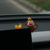 Cartoon Mini Monkey Car Ornament with Banana Waterproof Cute Car Interior Dashboard Decoration for All Vehicles