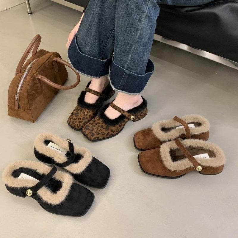 2024 Autumn New Women's Low Heel Square Toe Fashion Daily Women's Shoes Belt Buckle Single Shoes High Heels