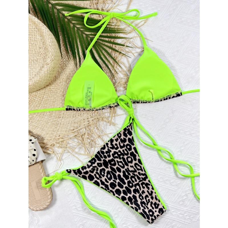 Leopard Print Halter Brazilian Bikini Women Swimwear Female Swimsuit Two-piece Bikini Set Bather Bathing Suit Swim