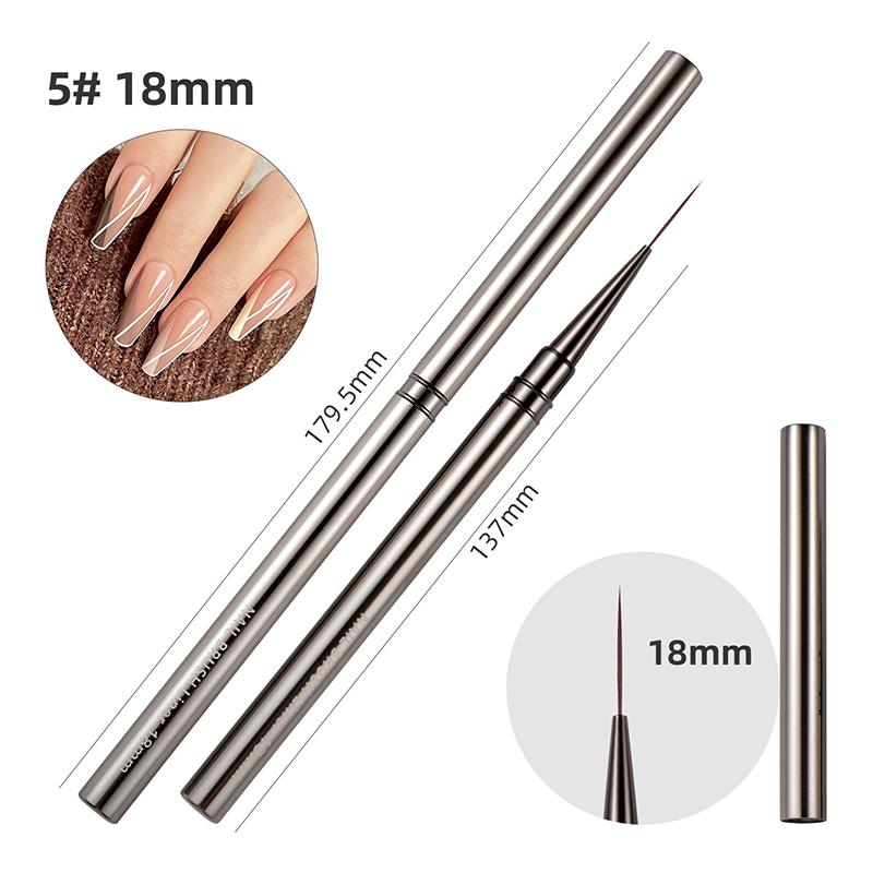 14 Sizes Nail Art Brush Metal Handle Nail Liner Brush Stripe Pattern Painting Brush Acrylic UV Gel Extension Drawing Carving Pen