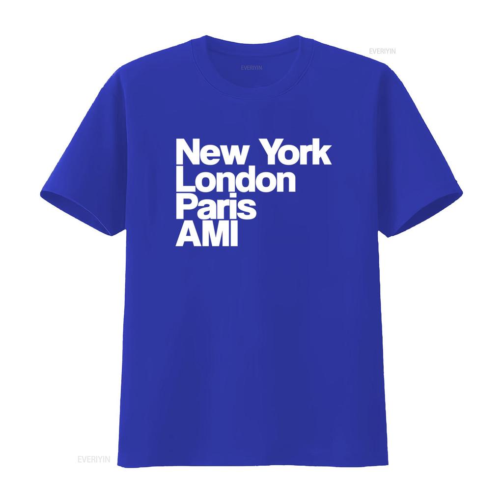 NY Lon Paris AMI GA Модный Город Название Принт Футболка для Мужчин и Женщин винтажная Стиранная Мягкая Эластичная уличная Модная homme