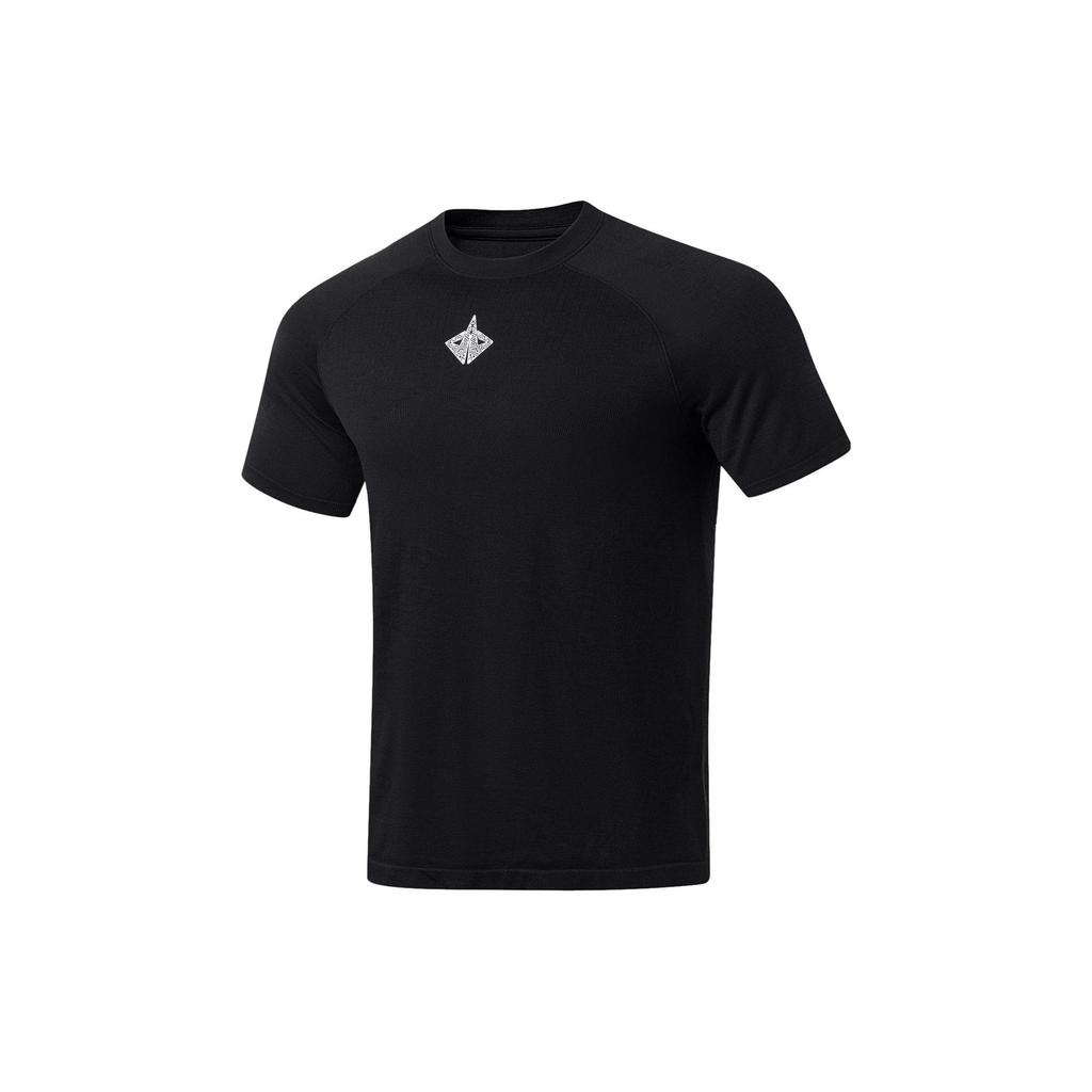 Футболка баскетбольная Li Ning Sports, однотонная, быстросохнущая, облегающая, с коротким рукавом, мужская, черная ATST013-2