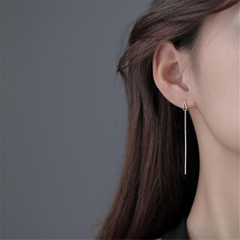 925 Sterling Silver Tassel Long Water Drop Charm Drop Earring For Women Girls Wedding Jewelry Eh578