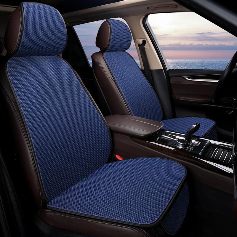 Летний чехол на сиденье автомобиля, коврик из льняной сетки, передняя и задняя подушка, защитная подушка, нескользящая, четырехсезонная, дышащая, салон автомобиля