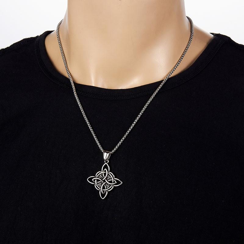 1pc Classic Wiccan Witch Knot Irish Celtic Knot Trinity Knot Pendant Necklace for Men Women Fashion Lucky Amulet Jewelry Gift