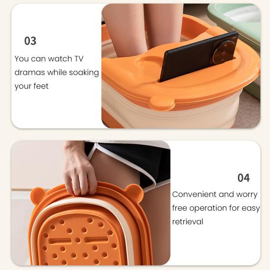Складной тазик для ножных ванн, компактный таз для расслабления ног, массажный контейнер для спа-процедур для ног с массажными шариками на дне