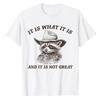 Funny Raccoon Shirt It Is What It Is and It Is Not Great T-Shirt Cute Raccoon Cowboy Graphic Tee Men Fashion Short Sleeve Outfit