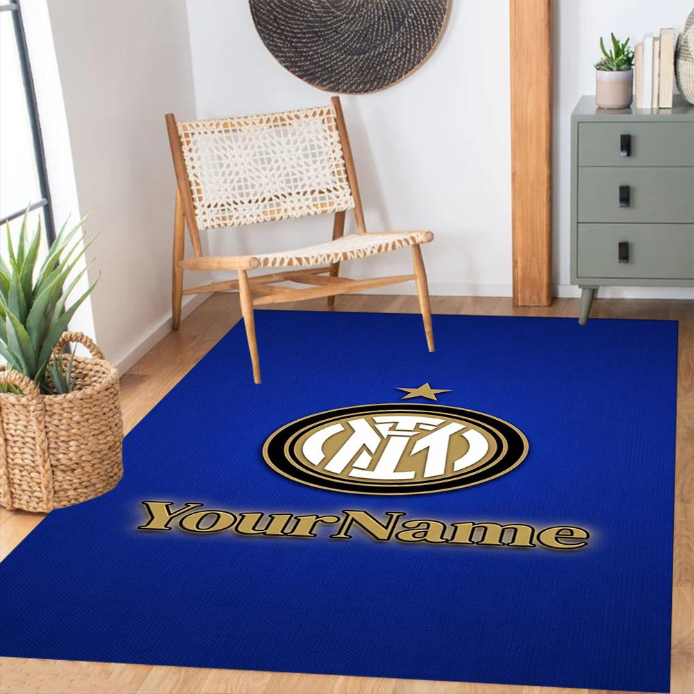 Inter Milan Customize Text Floor Rug Office Rug Design for Playrooms Decorate room Hallway Kitchen Antislip Carpet Office home decor Gift for Festival