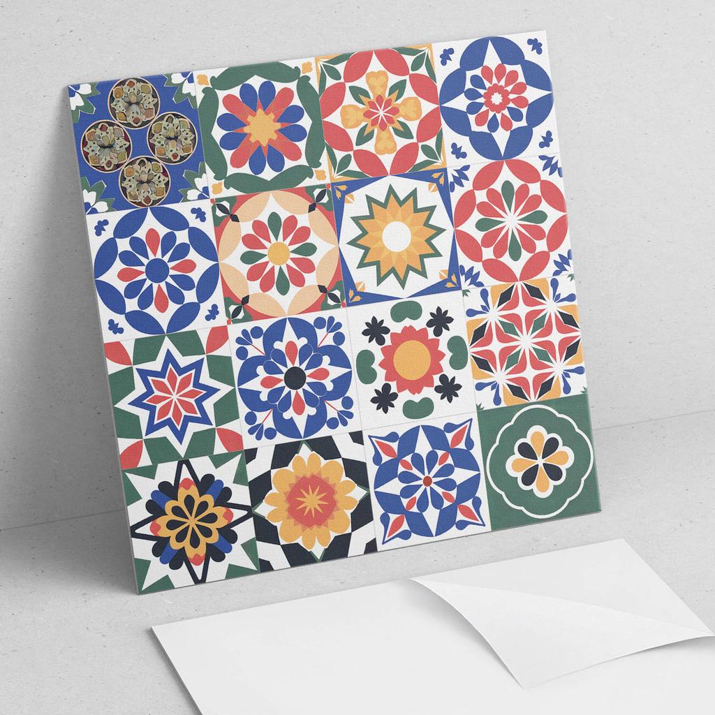 Self-Adhesive Printed Tiles - Perfect for the Kitchen Mosaic Patterns in Rows 20x20x20 cm