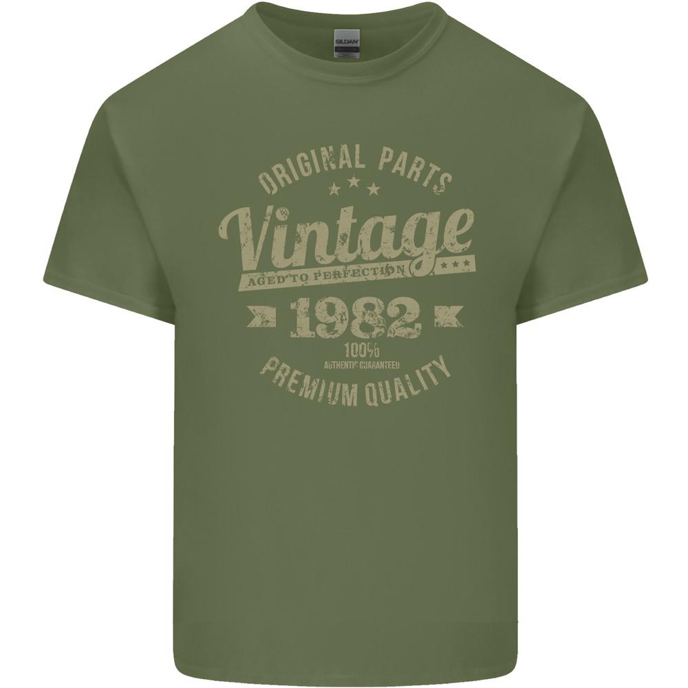 Vintage Year 43rd Birthday 1982 Mens Light Cotton T-Shirt Military Green Unisex T-Shirt