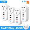 Tuya Wi-Fi умная USB-розетка 3-контактная вилка Южная Африка Индия-ЕС Великобритания США адаптер для зарядки голосовой синхронизации для Google Home Alexa