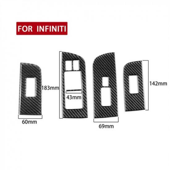 4×Carbon Fiber Window Lift Switch Button Trim For Infiniti FX 2009-13 QX70 14-17