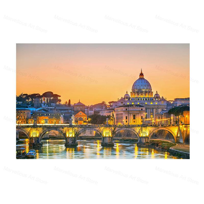 Masjid Al Aqsa and Dome of The Rock Canvas Painting Realist Mosque Posters Prints Muslim Wall Art Pictures for Room Home Decor