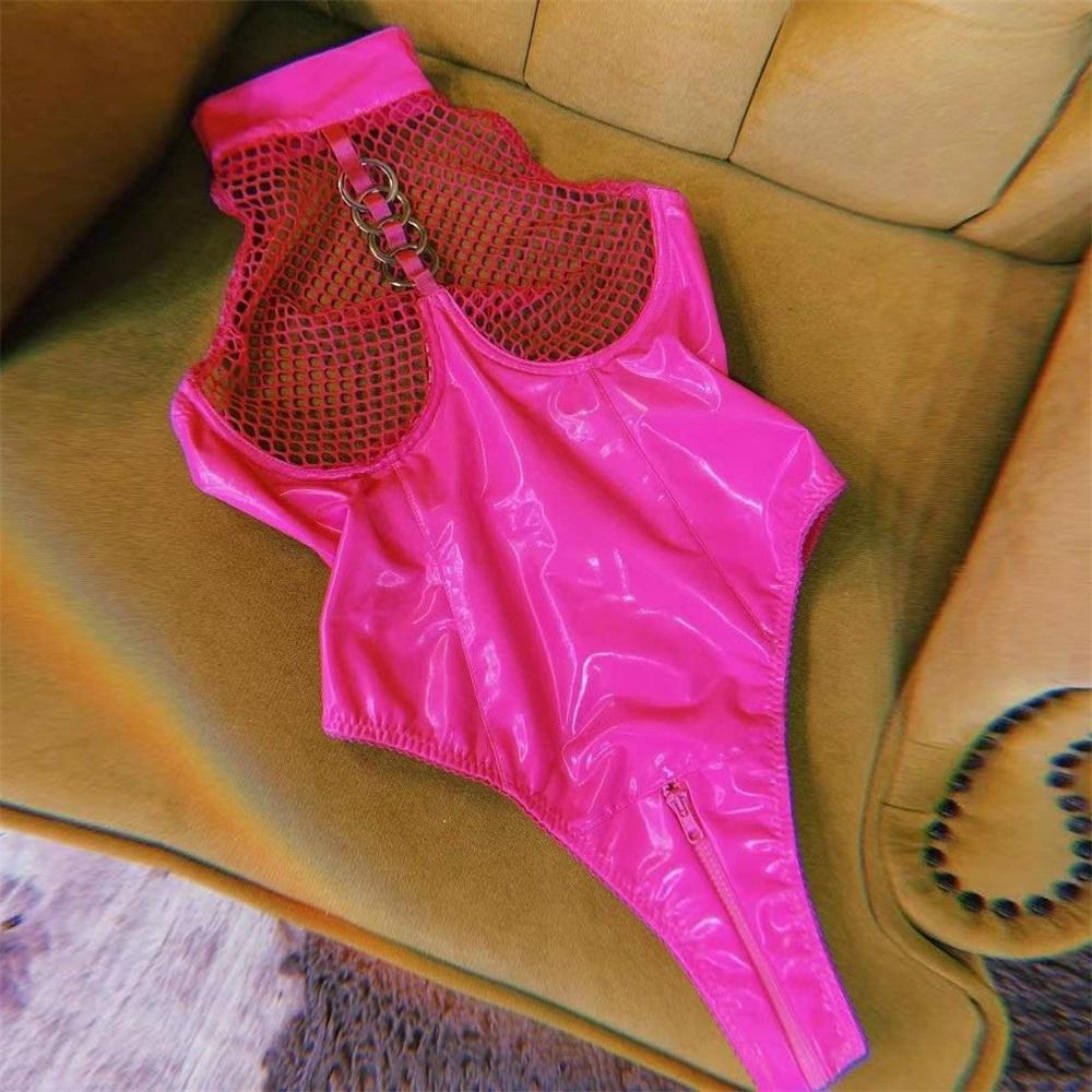 Aduloty Женское нижнее белье, сексуальное, из искусственной кожи, из лакированной кожи, в сетку, с шеей, пончо, юбка с подвязками, боди, одежда, перспективный комплект нижнего белья