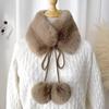 Hairy Scarf for Women In Winter Imitating Otter and Rabbit Fur Warm and Thick Scarf Solid Color Plush Ball Tie Neck Protection Fur Collar