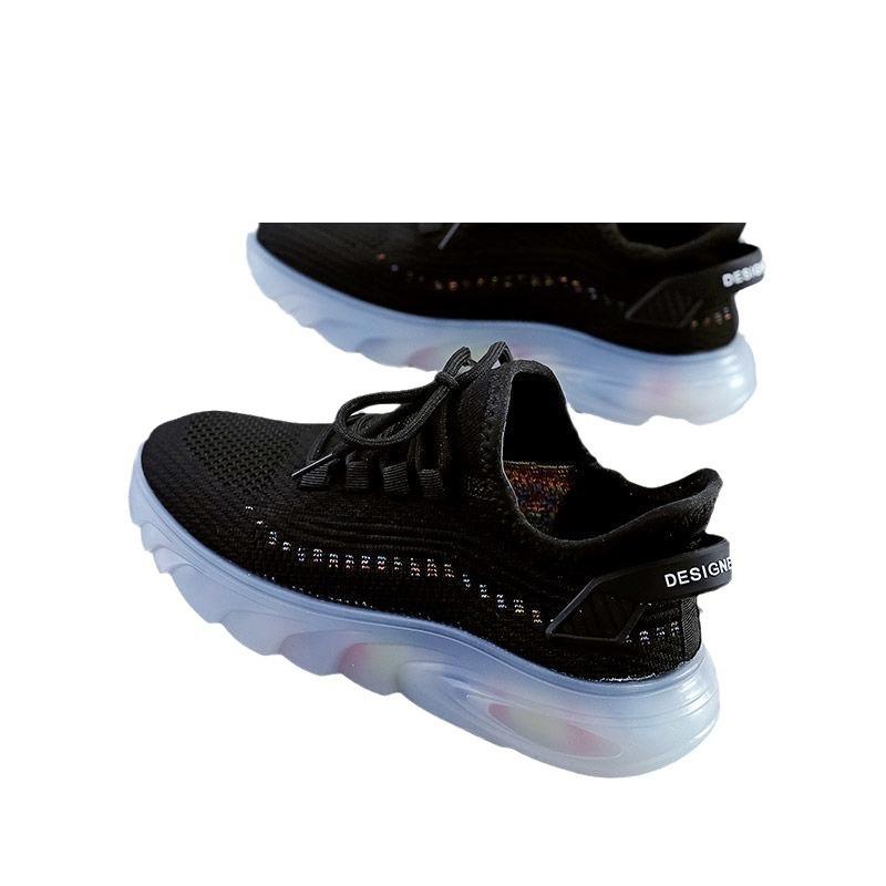 Women's Shoes Jelly Sole Fashion Casual Shoes Fly-woven Mesh Student Sports Shoes Trendy Running Shoes