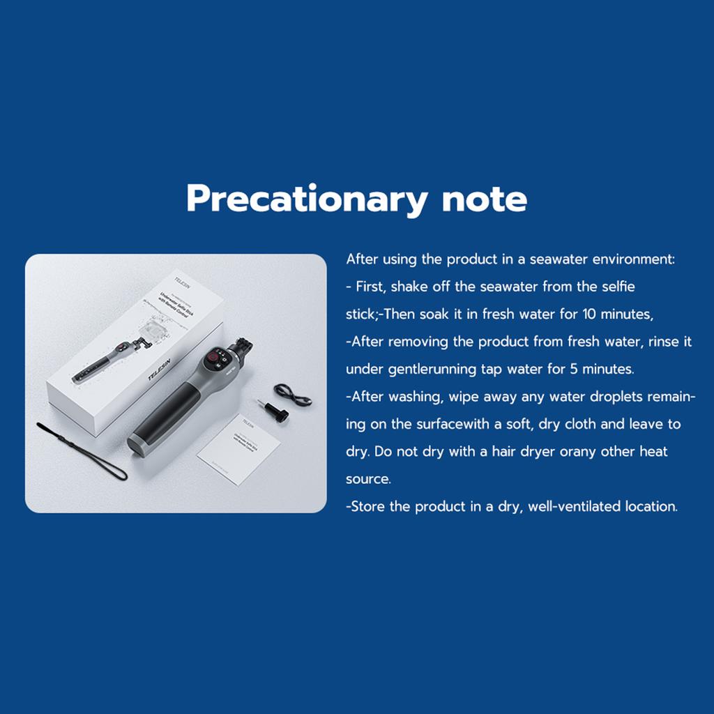 TELESIN Sports Camera Underwater Selfie Stick with Remote Control Diving Extension Stick Max. 85cm Extended Length 30M