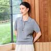 POLO collar hollowed out short sleeved knitted sweater for women in the summer of 2026, thin commuter versatile T-shirt top
