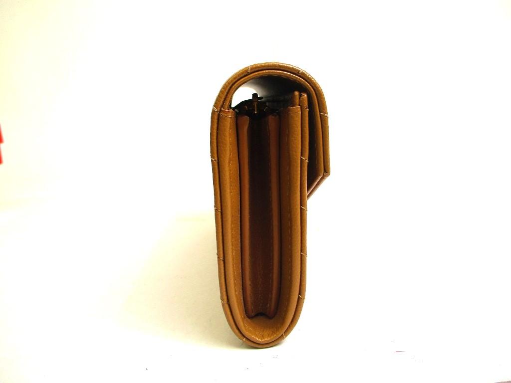 Authentic Saint Laurent Paris Gold YSL Motif Brown Leather Long Flap Wallet #a184 Refurbished