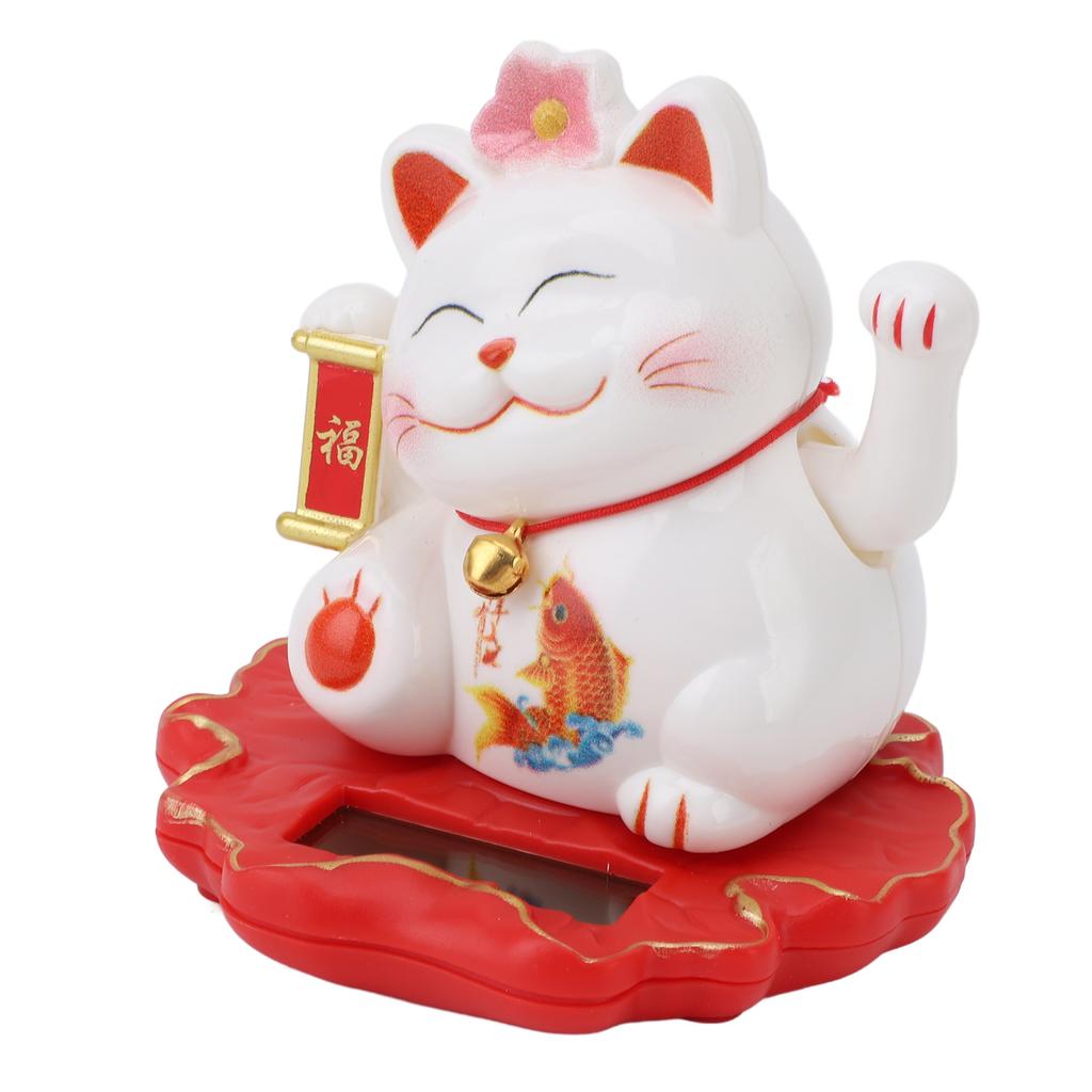 Солнечный кот удачи Яркий милый китайский кот, работающий на солнечной энергии, машущая рукой, кот удачи для домашнего офиса и