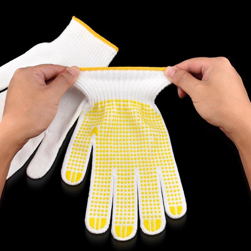 Worksite Durable Cotton Nylon Gloves - Non-Slip, Breathable and Wear-Resistant for Construction Workers