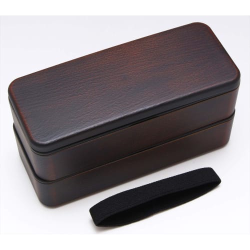 Yamanaka Lacquerware Square Bento Box, Tochigi Wood Grain, M16563-0