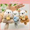 Cute Otter Holding Fish Keychain Soft Plush Toy For Car Keys And Bag Accessories