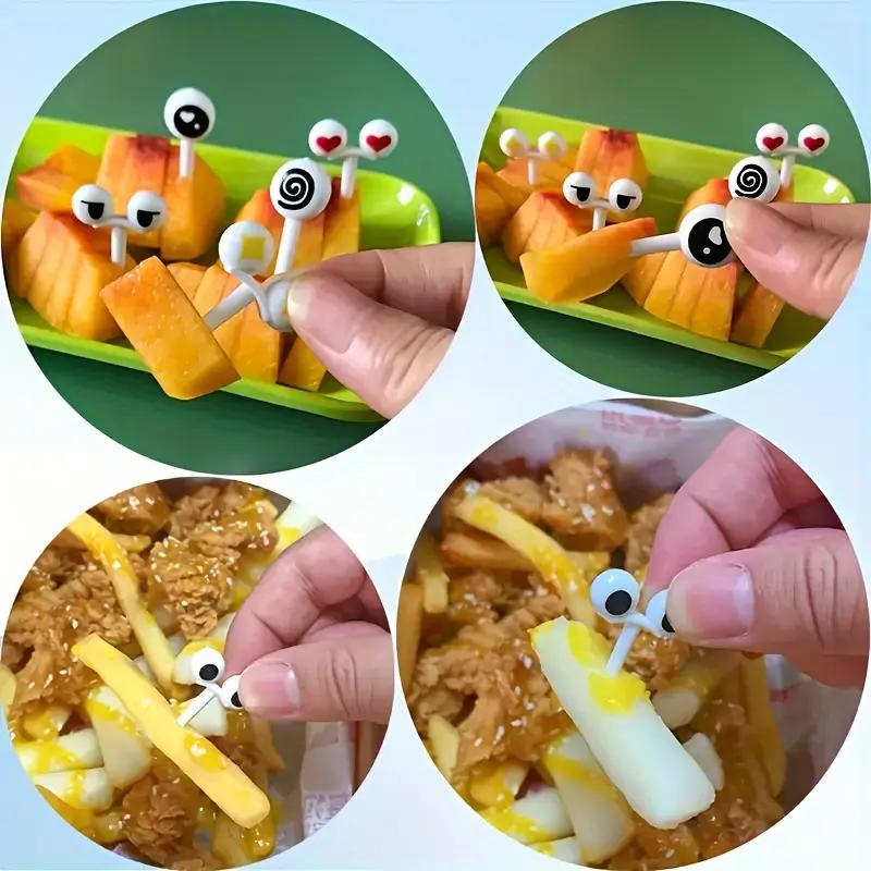 10 шт./набор, мультяшная милая детская фруктовая вилка из нержавеющей стали с маленькой керамической банкой, бытовые креативные безопасные детские фруктовые вилки