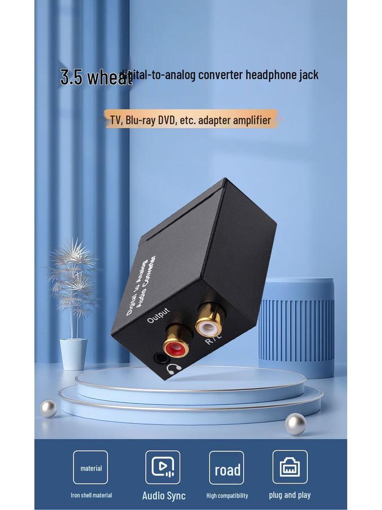 Digital to Analog Audio Converter, 3.5mm Jack, Coaxial & Optical Inputs, Plug and Play