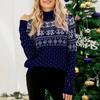 Женский осенне-зимний винтажный свитер с высоким воротом и снежинками, рождественский вязаный свитер, женский повседневный свитер с длинным рукавом, толстый свитер, топы, джемперы
