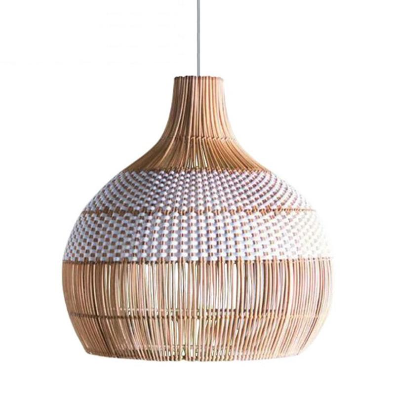 Подвесные светодиодные светильники из ретро-ротанга, плетеные вручную подвесные светильники для гостиной, столовой, подвесные светильники E27, освещение для украшения комнаты и дома