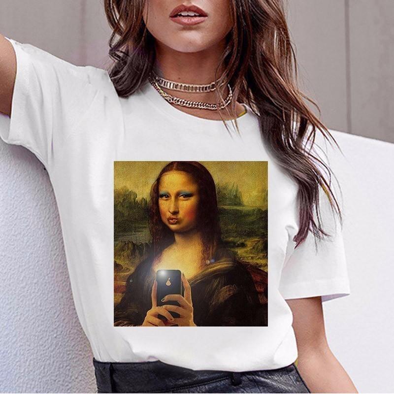 Women T Shirt Harajuku Mona Lisa T Shirt Women Tshirt Female Tee Shirt Femme Tops Aesthetic