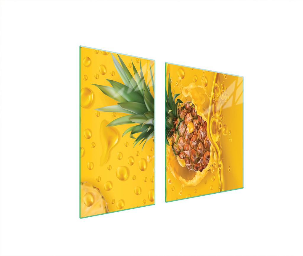 SZKLANA PŁYTA OCHRONNA NA KUCHENKĘ 90x52 ANANAS