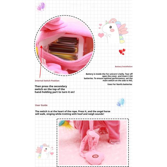 Yousheng Electric Плюшевая Игрушка Летающая Лошадь с Веревкой Поющая Ходячая Лошадь Плюшевая Игрушка для Малышей Мальчиков Девочек Интерактивная Имитация Чучело Животное Игрушка